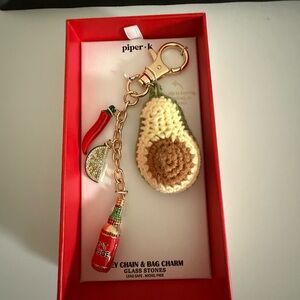 Avocado, red pepper, Lime, hot sauce bag or key charm